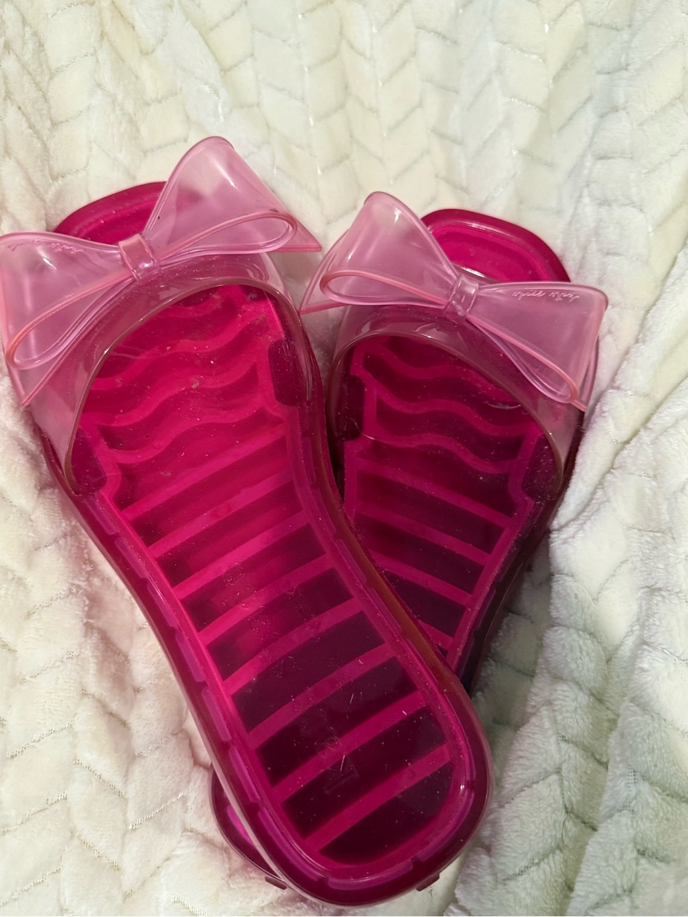 Kate Spade Pink Jelly Bow Slide Sandals Size 10